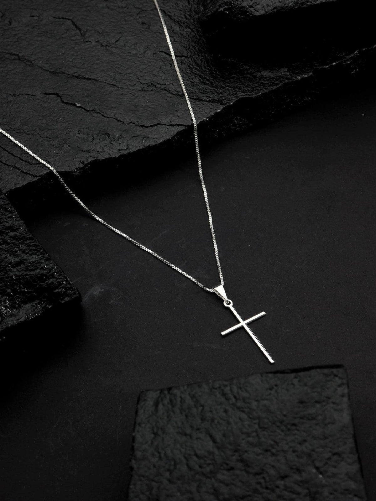 Corrente Masculina Veneziana Banhada a Prata 925 + Pingente Cruz