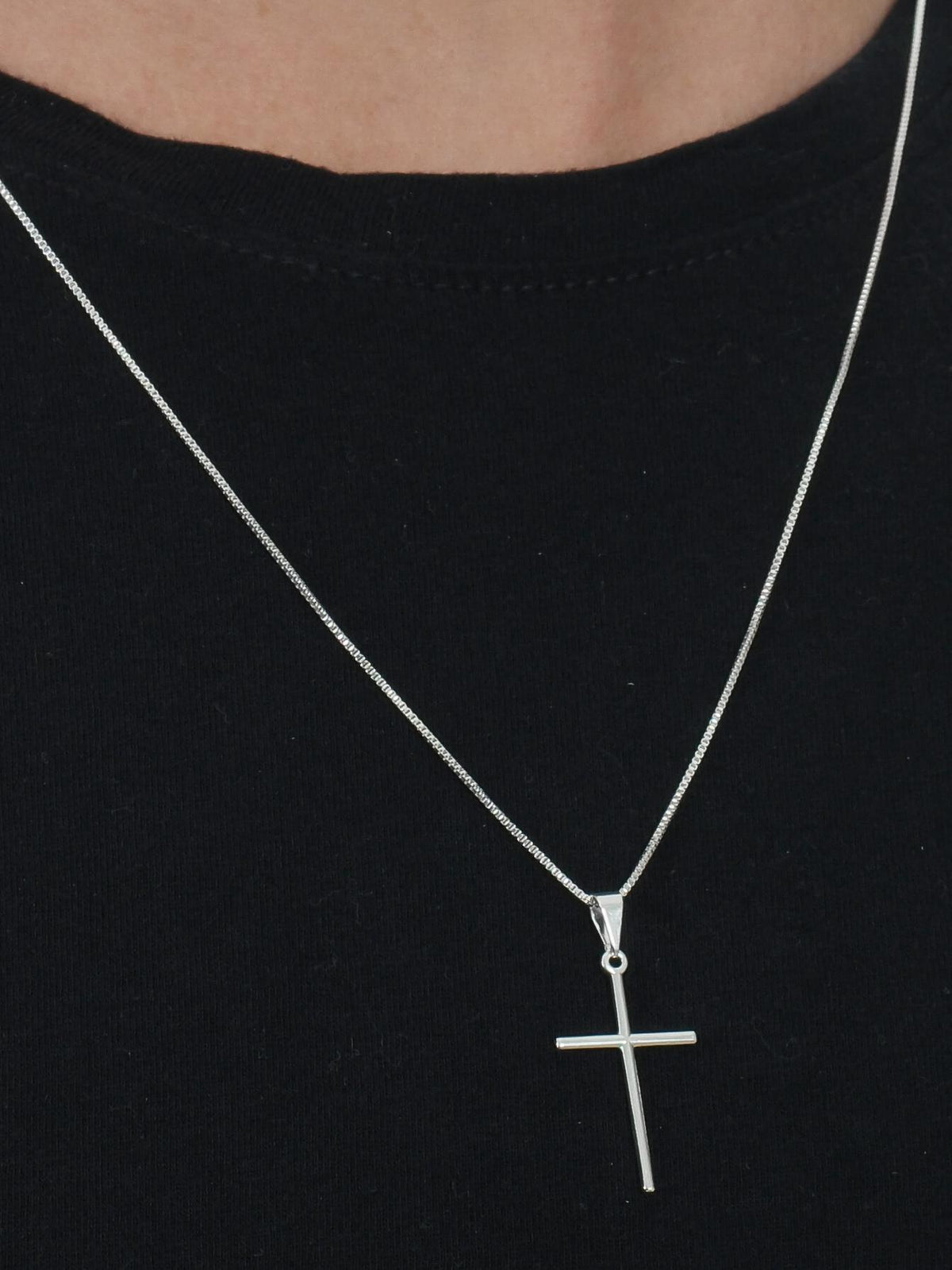 Corrente Masculina Veneziana Banhada a Prata 925 + Pingente Cruz