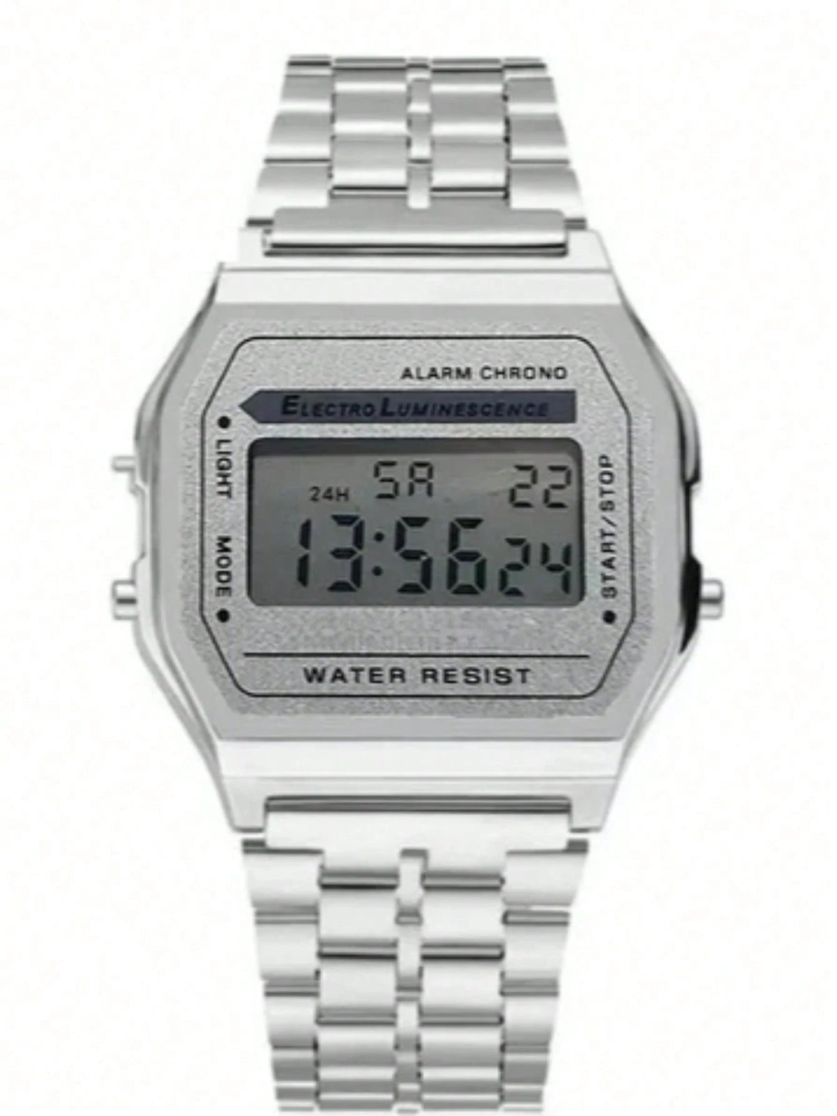 Relógio Vintage Pulseira de Metal Dourado Iluminado Cronógrafo Aço Inoxidável