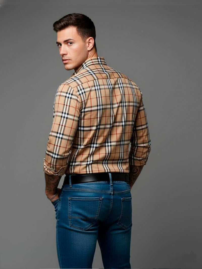 Camisa SocialManga Longa Estampada em Estilo Casual