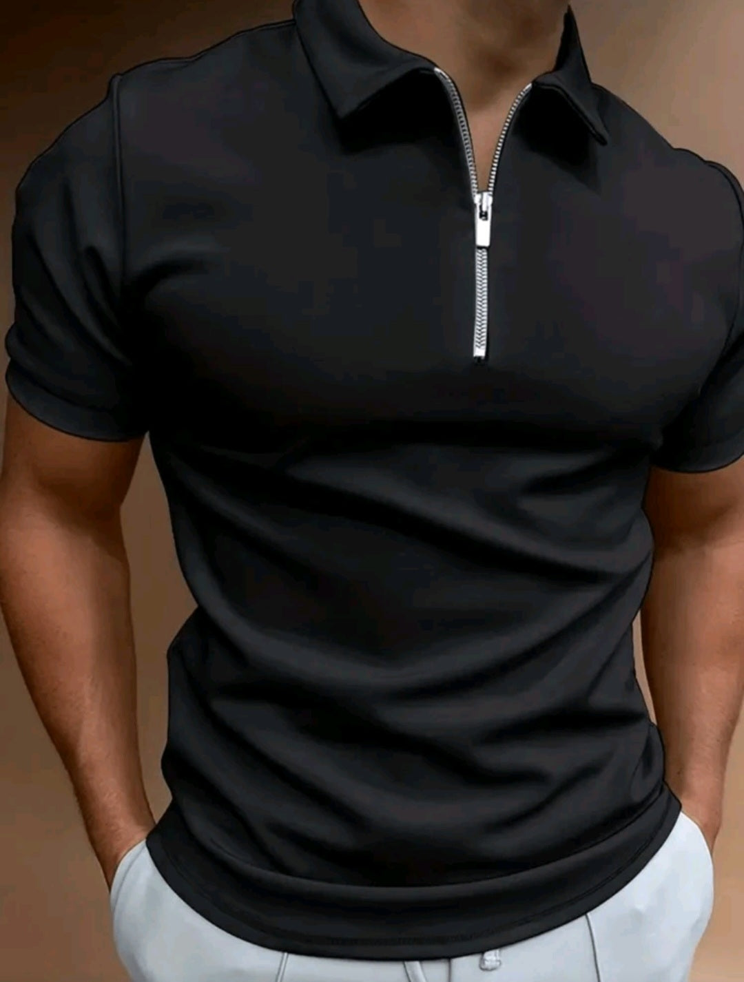 Camisa masculina de manga curta com gola polo