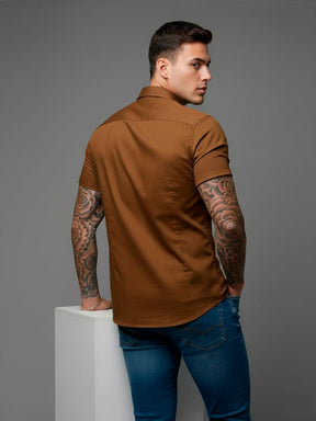 Camisa casual de manga curta com botões