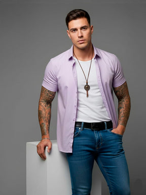 Camisa casual de manga curta com botões