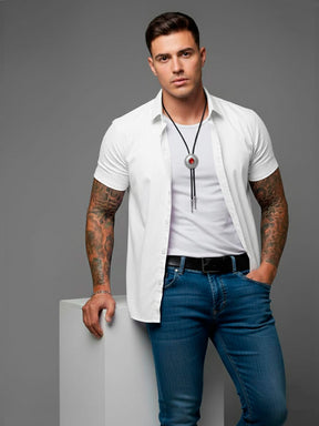 Camisa casual de manga curta com botões