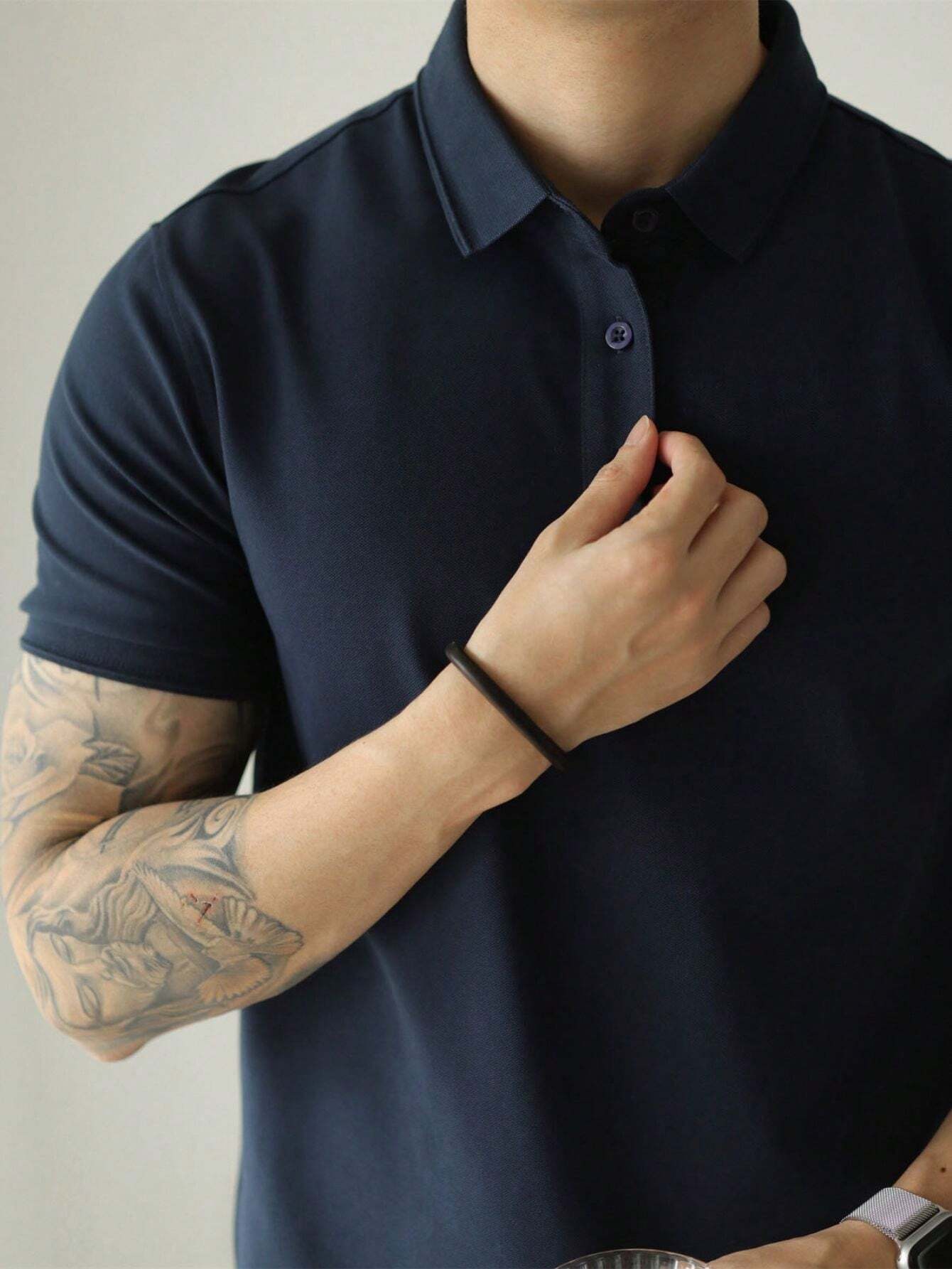 Camisa POLO Básica de Verão com Gola Clássica e Manga Curta Confortável e Respirável