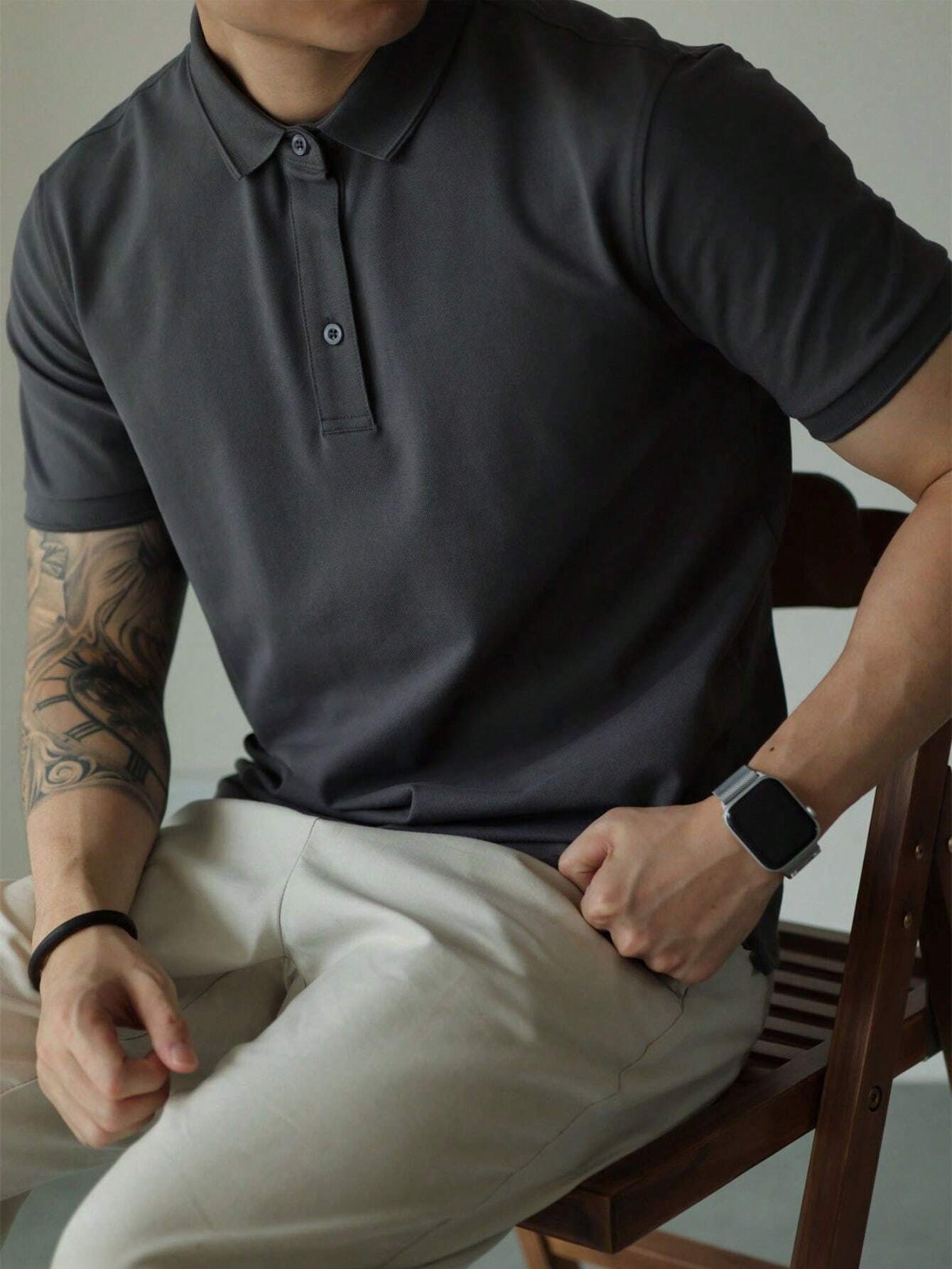 Camisa POLO Básica de Verão com Gola Clássica e Manga Curta Confortável e Respirável