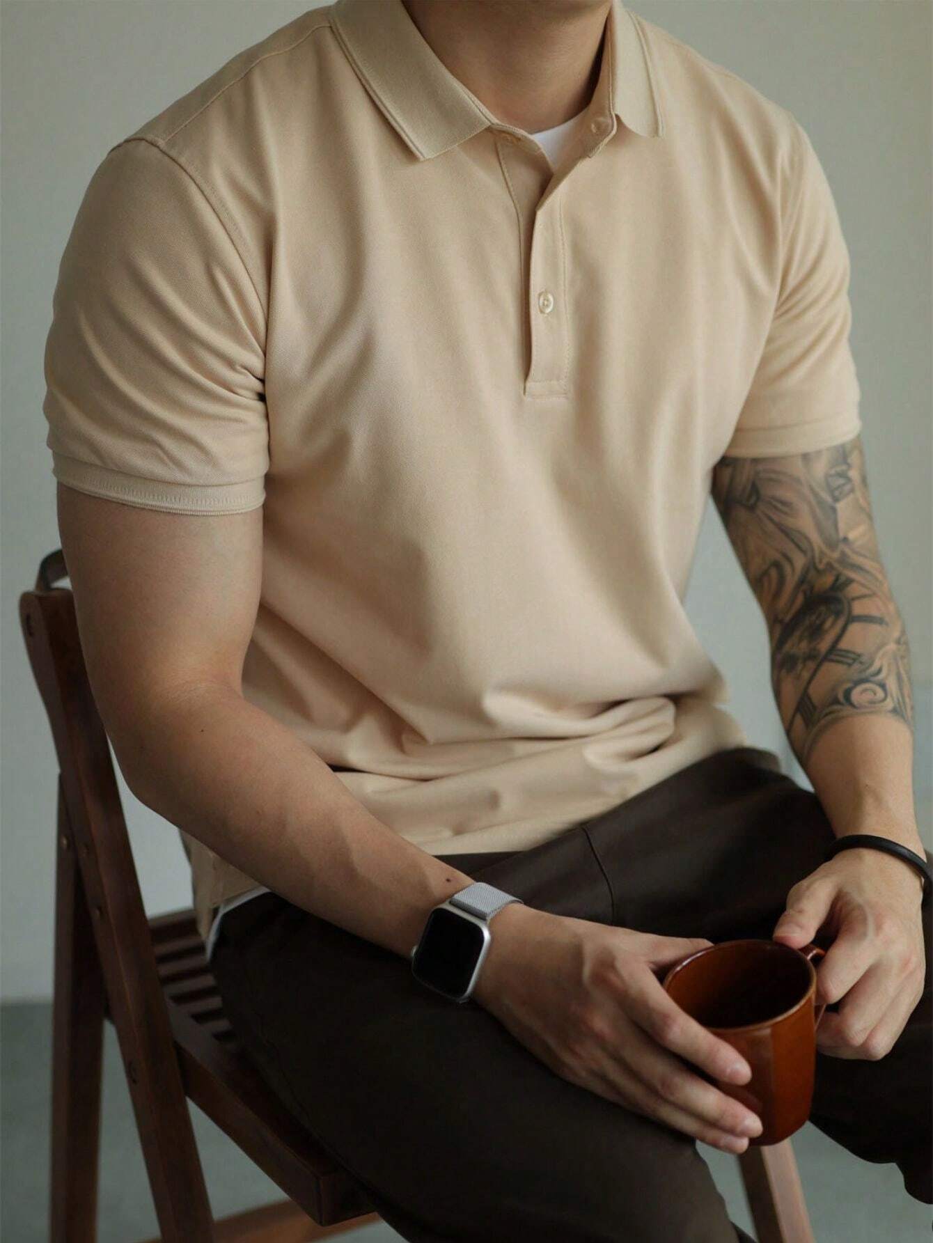 Camisa POLO Básica de Verão com Gola Clássica e Manga Curta Confortável e Respirável