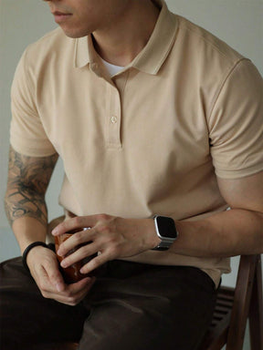 Camisa POLO Básica de Verão com Gola Clássica e Manga Curta Confortável e Respirável