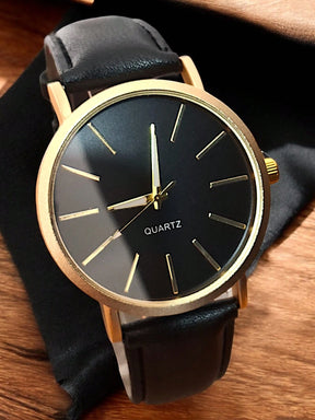 Relógio Social Masculino Premium – Analógico de Quartzo com Pulseira de Couro | Elegância e Sofisticação em Cada Detalhe