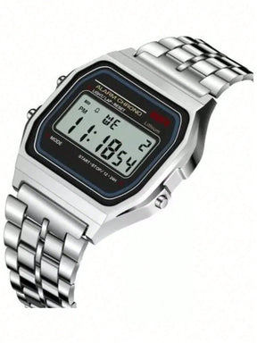 Relógio Vintage Pulseira de Metal Dourado Iluminado Cronógrafo Aço Inoxidável