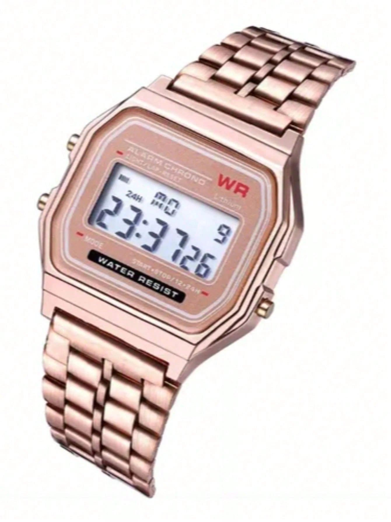 Relógio Vintage Pulseira de Metal Dourado Iluminado Cronógrafo Aço Inoxidável