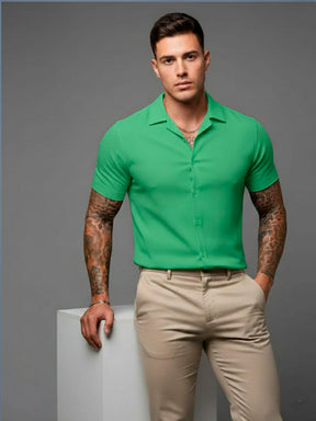 Camisa Verde Masculina Manga Curta