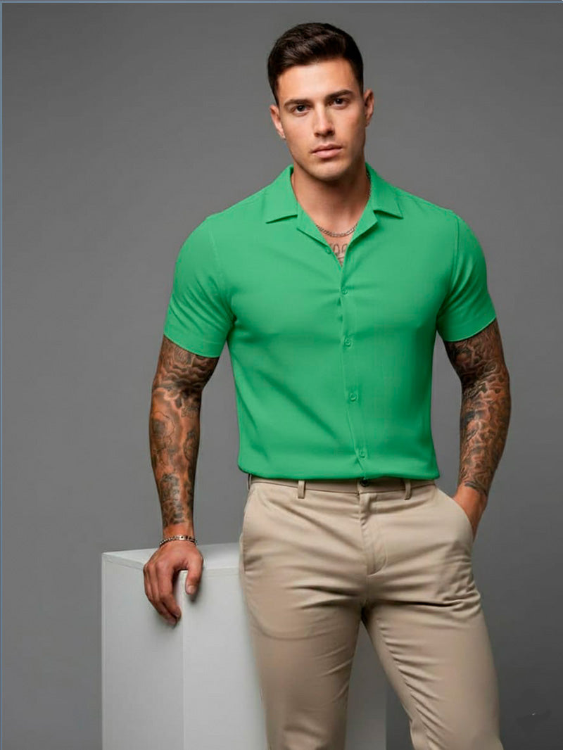 Camisa Verde Masculina Manga Curta