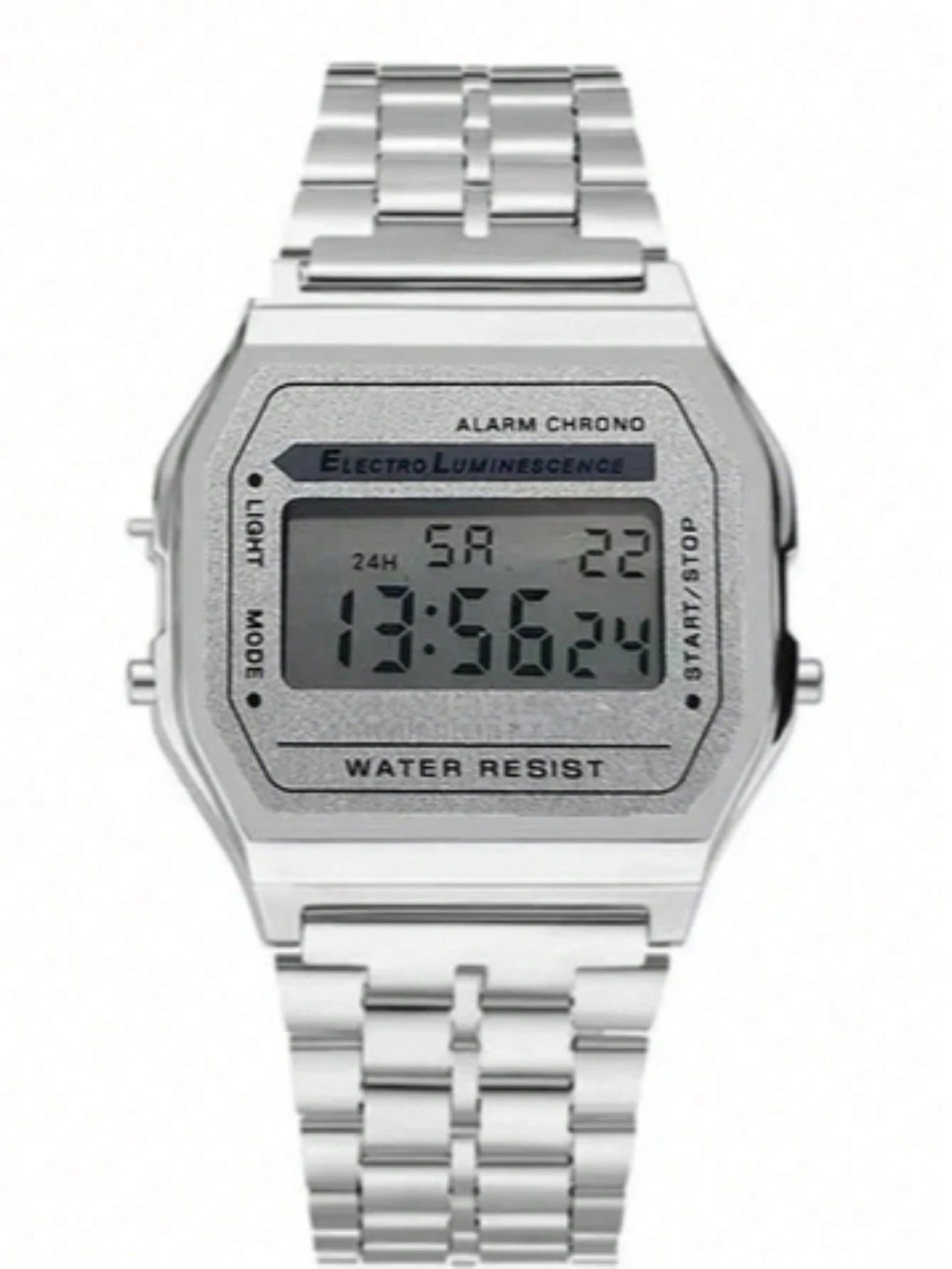 Relógio Vintage Pulseira de Metal Dourado Iluminado Cronógrafo Aço Inoxidável