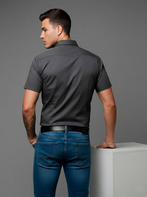 Camisa casual de manga curta com botões