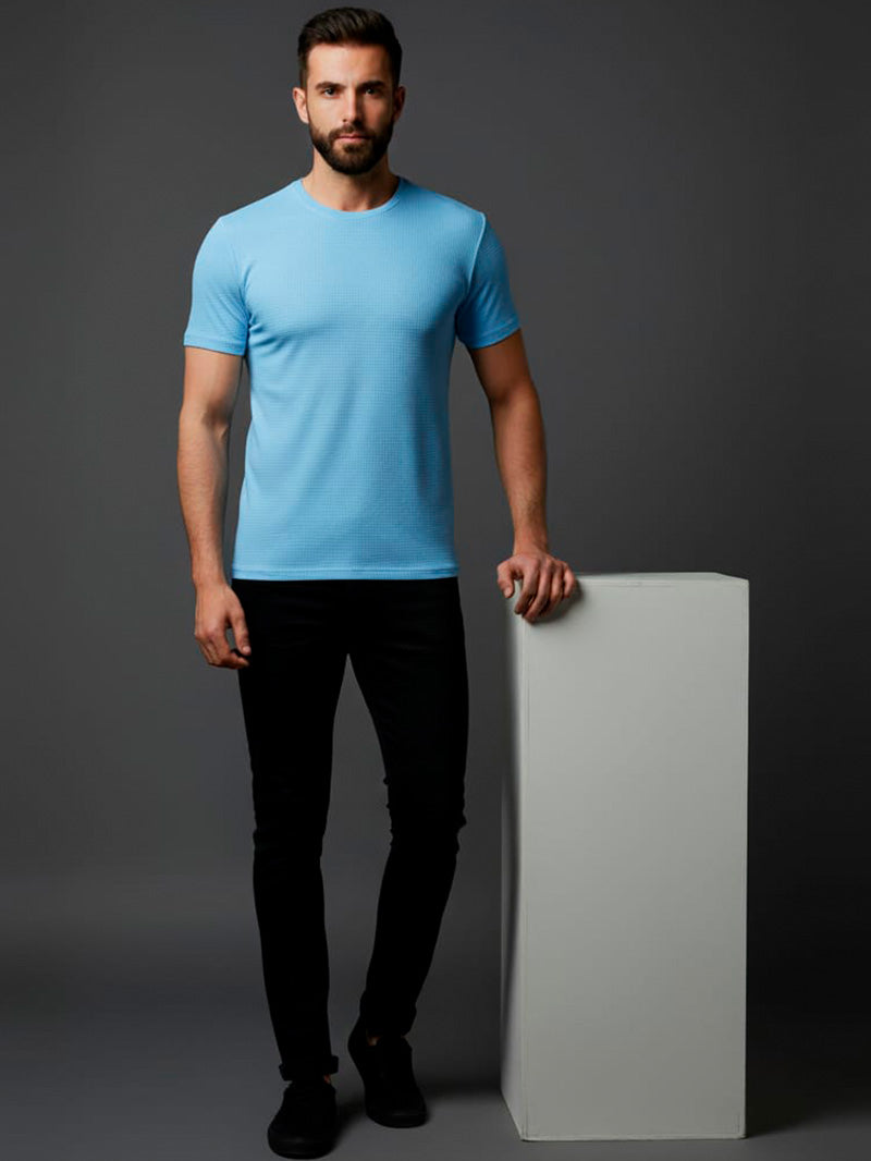 Camiseta Texturizada Casual Básica Reta Texturizada Malha Premium