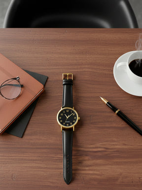 Relógio Social – Analógico de Quartzo com Pulseira de Couro Elegante