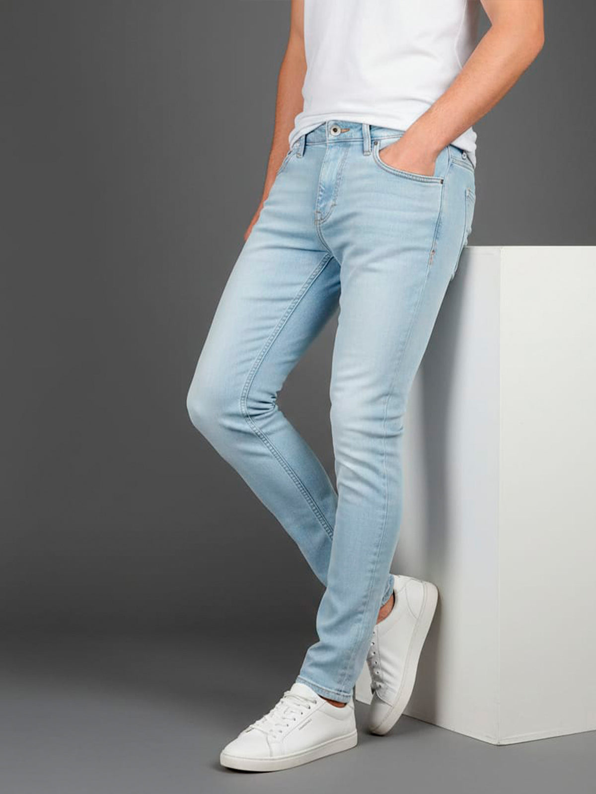 Calça Denim Slim Masculina Com Elastano