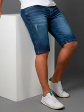 Bermuda Jeans  Masculino Azul Bigode e Puído