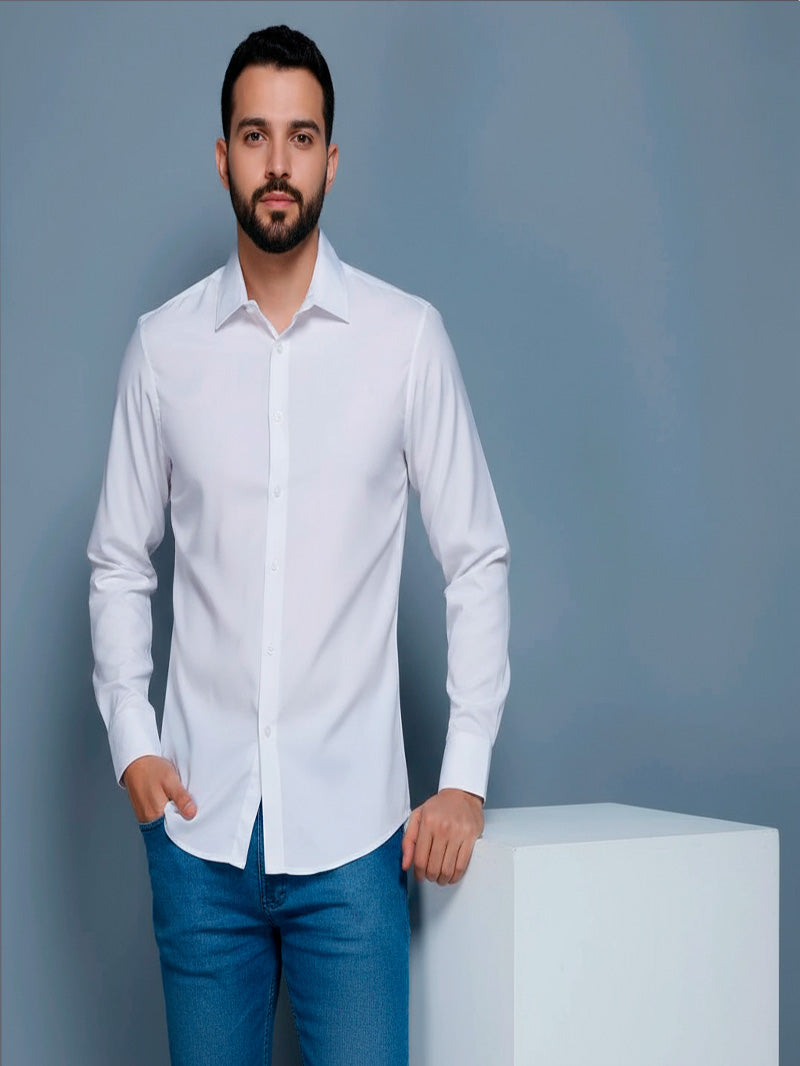 Camisa social lisa com elastano não amassa passa fácil Tamanho