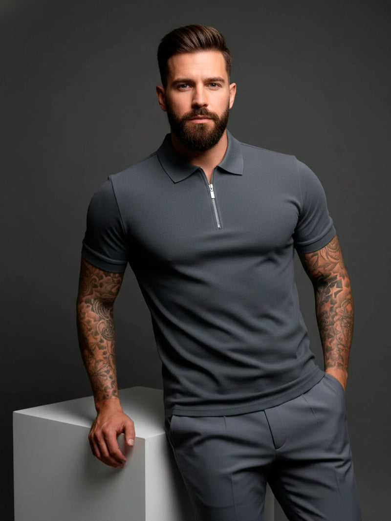 Camisa masculina de manga curta com gola polo