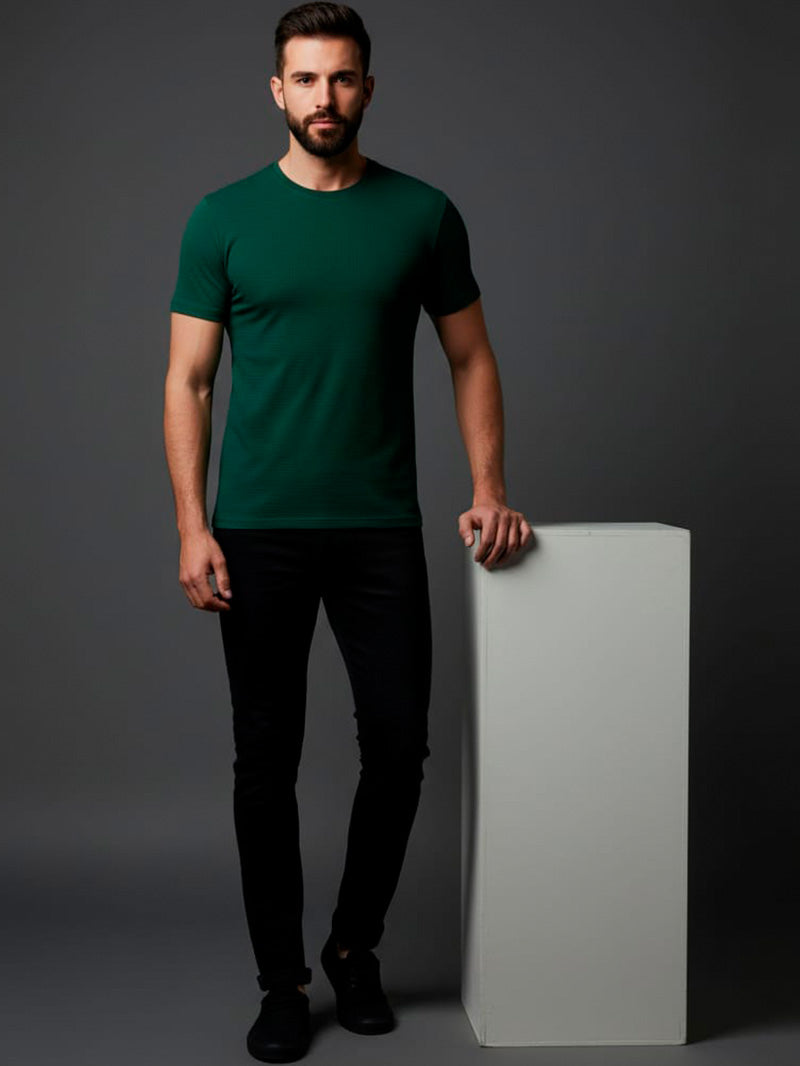 Camiseta Texturizada Casual Básica Reta Texturizada Malha Premium