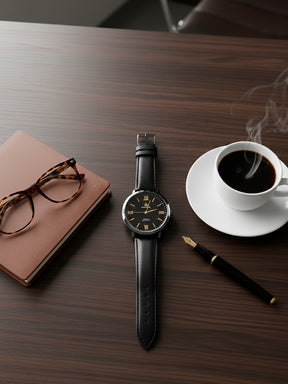 Relógio Masculino Pallyjane – Social e Elegante com Pulseira de Couro | À Prova D’Água e Cheio de Estilo