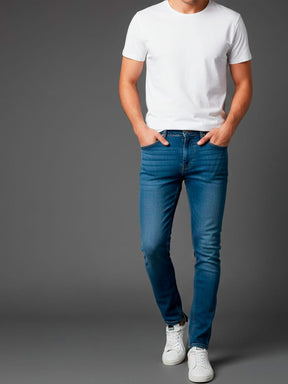 Calça Denim Slim Masculina Com Elastano