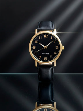 Relógio Social – Analógico de Quartzo com Pulseira de Couro Elegante