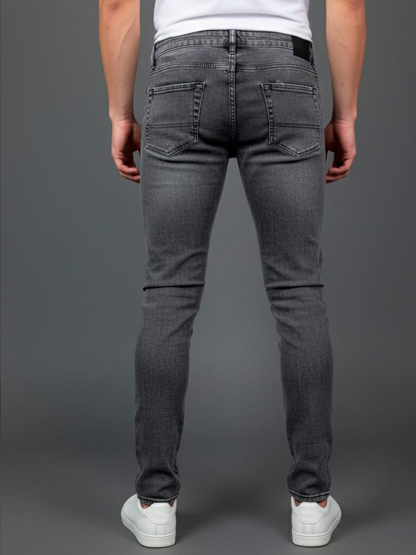 Calça Preta Marmorizada Lavada Com Elastano Slim