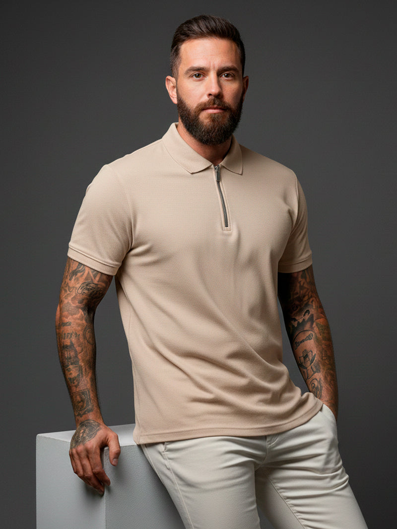 Camisa masculina de manga curta com gola polo