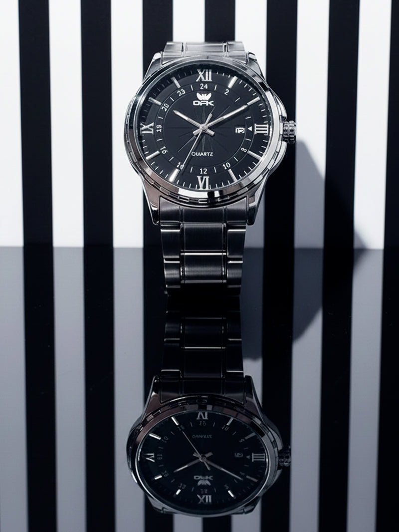 Relógio Masculino OPK Original – Esportivo em Aço Inoxidável Preto e Prata | À Prova D’Água, Luxo e Desempenho em um Só Acessório