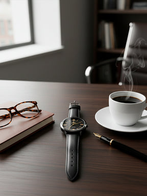 Relógio Masculino Pallyjane – Social e Elegante com Pulseira de Couro | À Prova D’Água e Cheio de Estilo