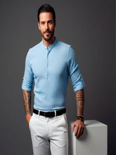 Camisa Casual de Manga Comprida Solta Waffle