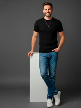 Camiseta Casual de Malha de Manga Curta com Gola Careca