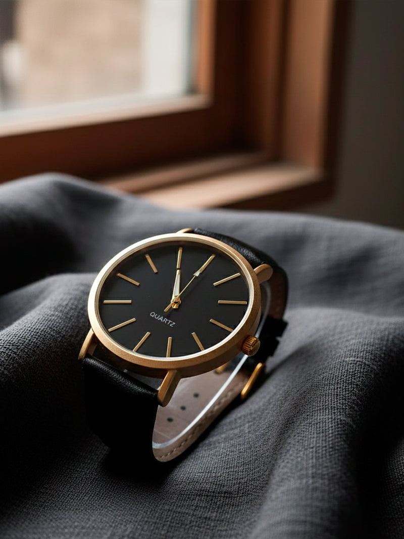 Relógio Social Masculino Premium – Analógico de Quartzo com Pulseira de Couro | Elegância e Sofisticação em Cada Detalhe