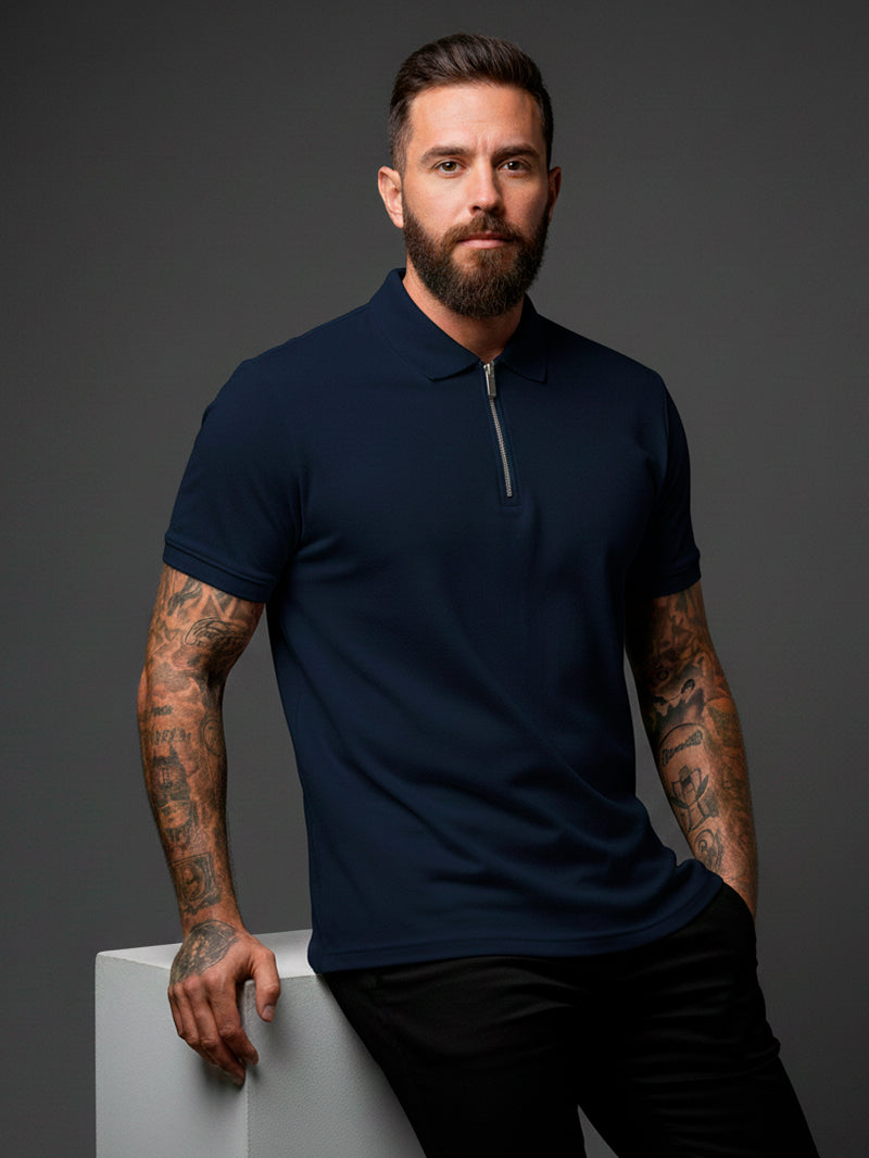 Camisa masculina de manga curta com gola polo