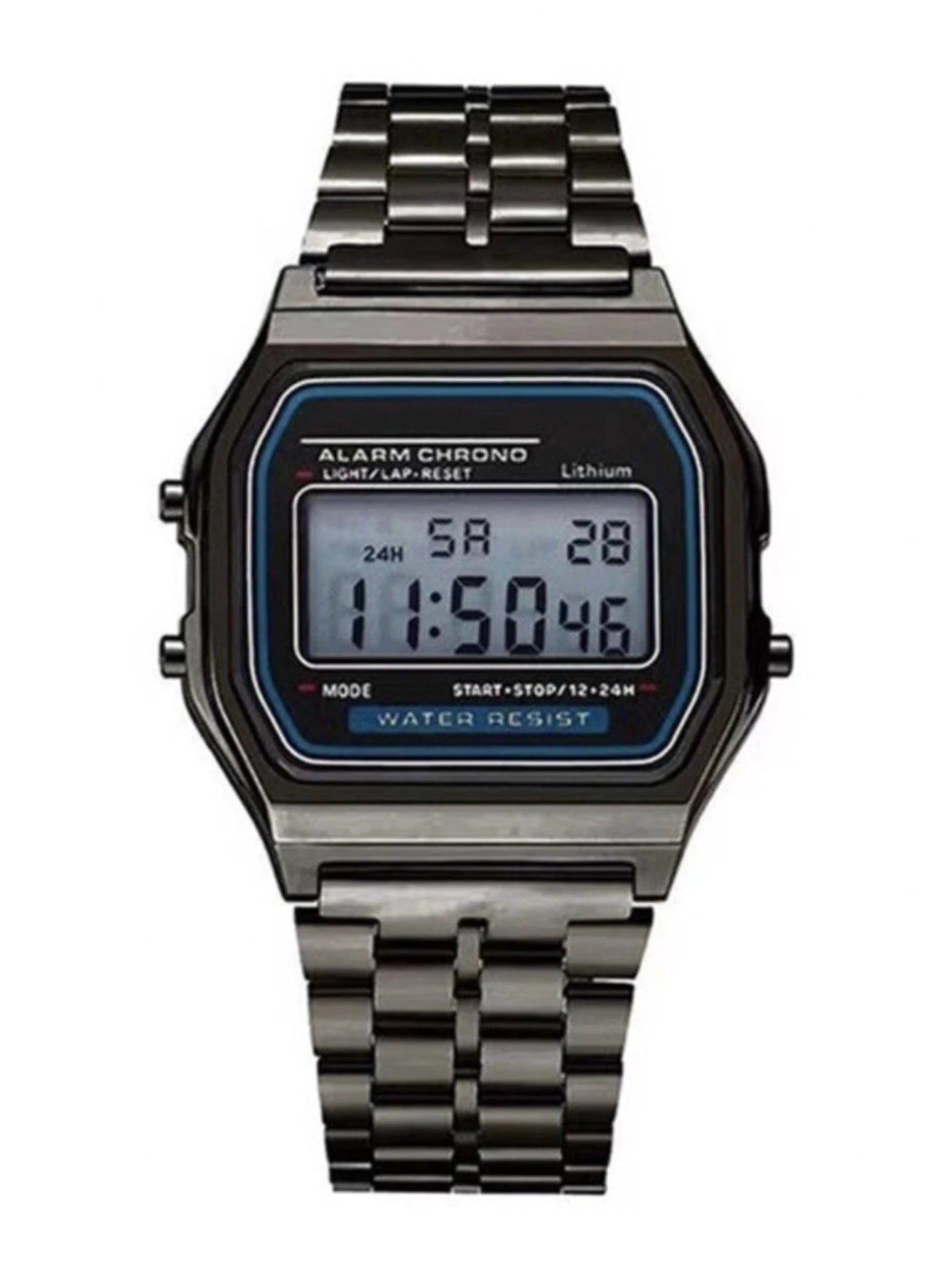 Relógio Vintage Pulseira de Metal Dourado Iluminado Cronógrafo Aço Inoxidável