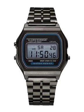 Relógio Vintage Pulseira de Metal Dourado Iluminado Cronógrafo Aço Inoxidável