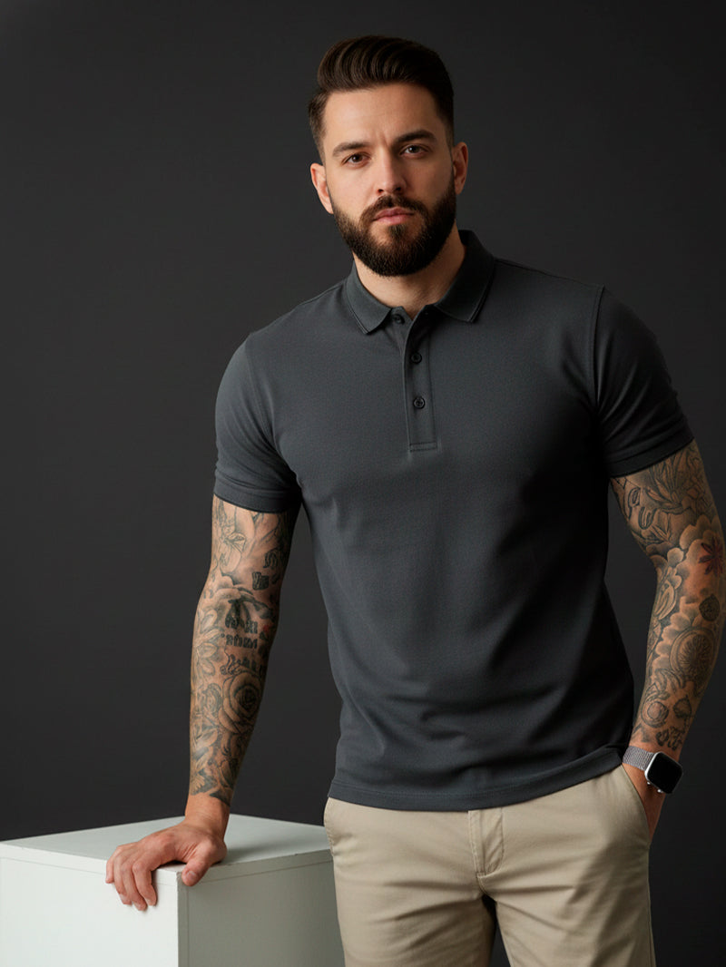 Camisa POLO Básica de Verão com Gola Clássica e Manga Curta Confortável e Respirável