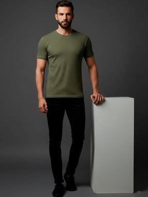 Camiseta Texturizada Casual Básica Reta Texturizada Malha Premium