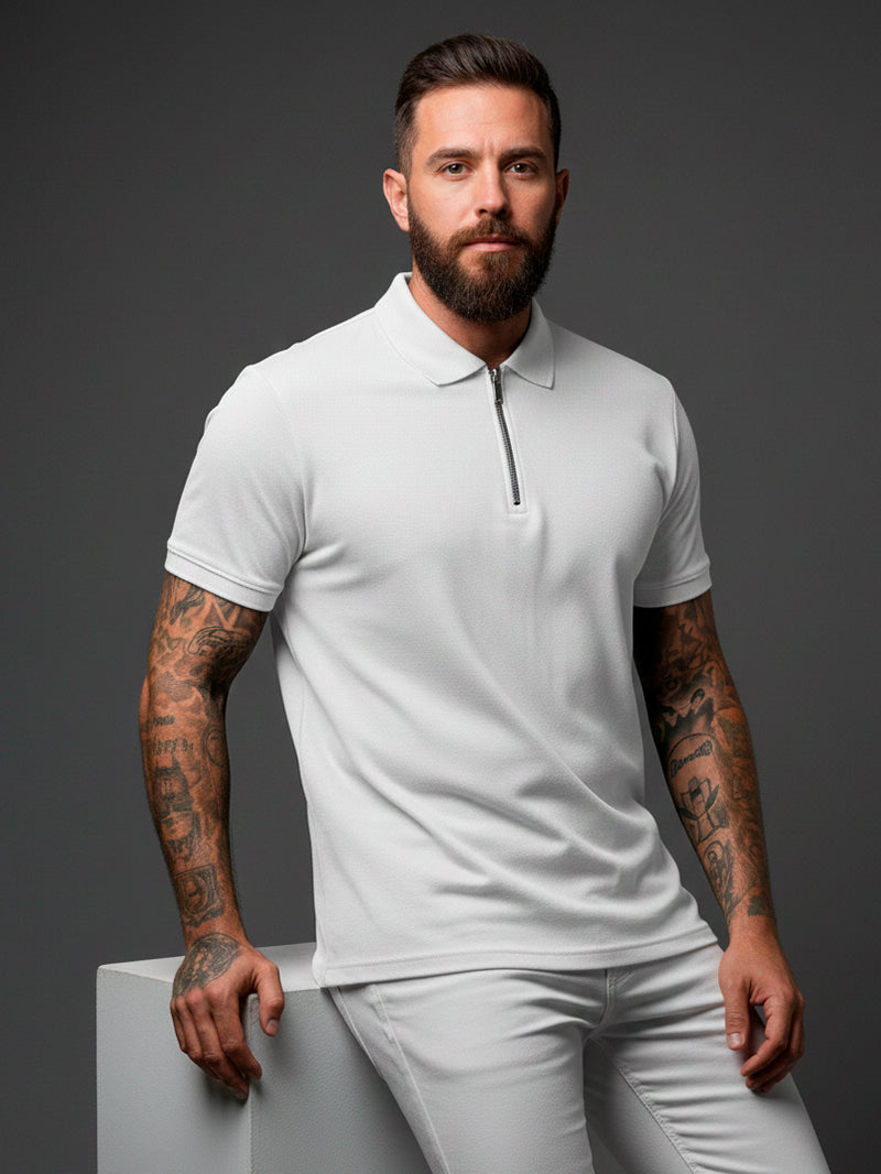 Camisa masculina de manga curta com gola polo