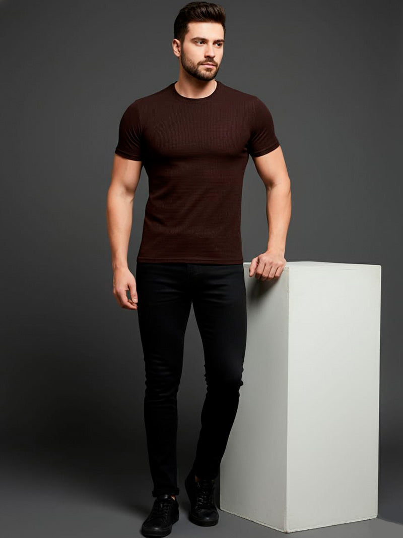 Camiseta Texturizada Casual Básica Reta Texturizada Malha Premium