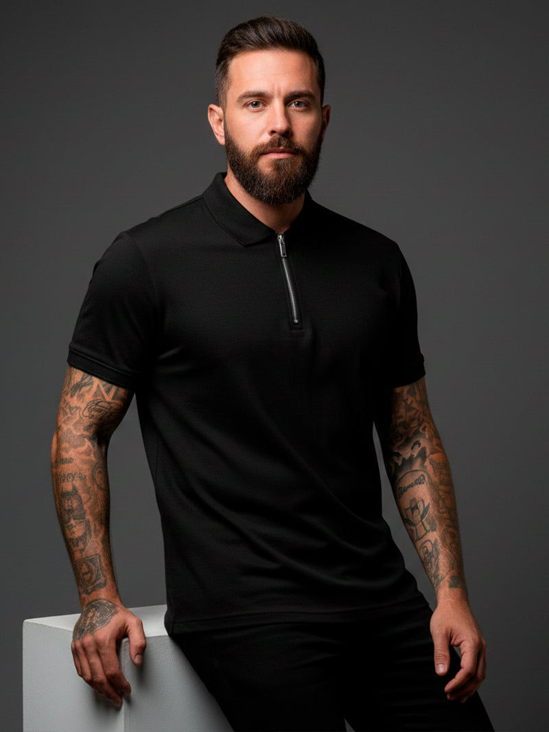 Camisa masculina de manga curta com gola polo