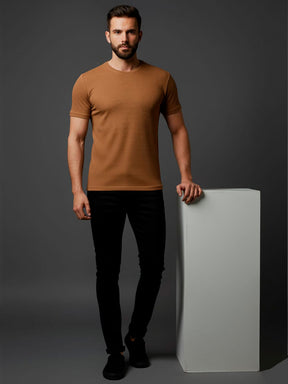 Camiseta Texturizada Casual Básica Reta Texturizada Malha Premium