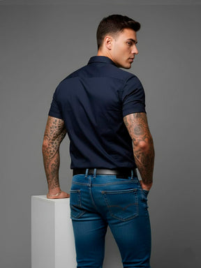 Camisa casual de manga curta com botões