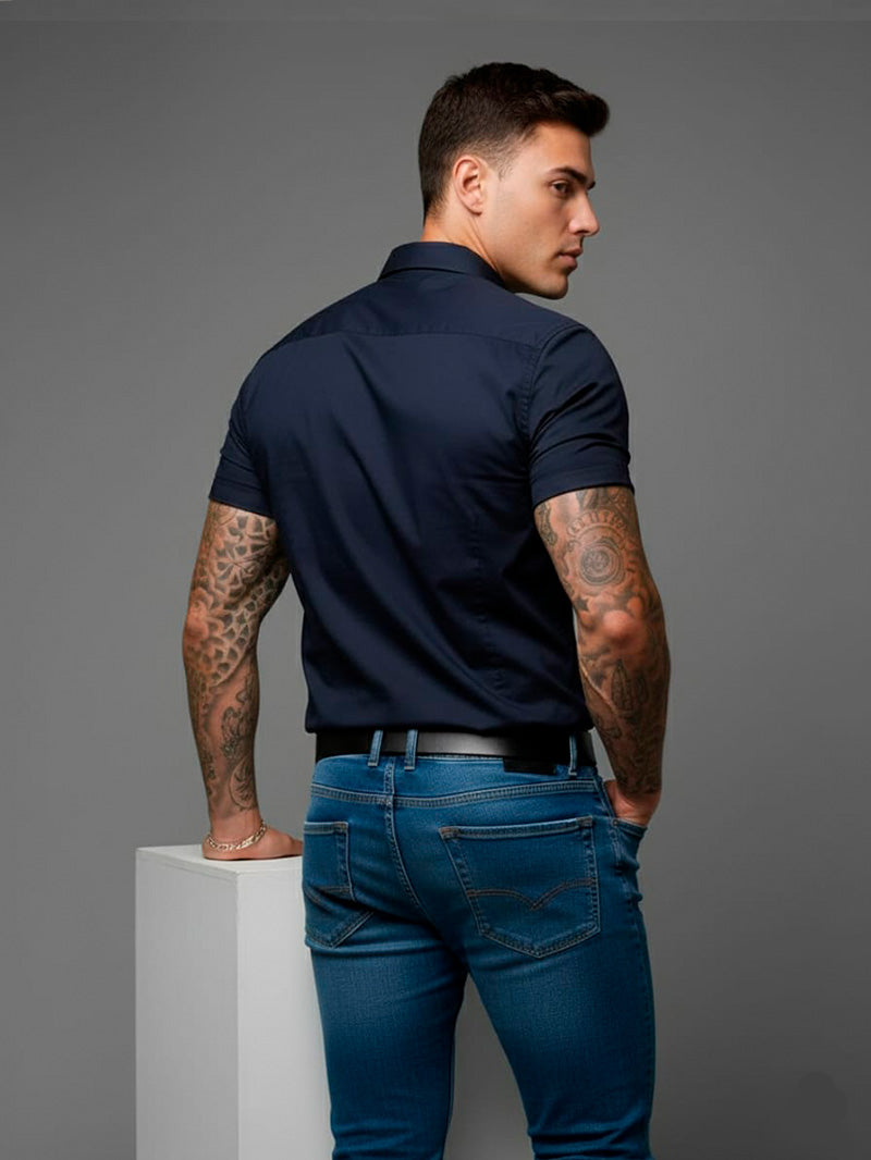 Camisa casual de manga curta com botões