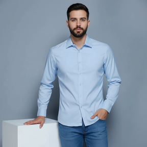 Camisa social lisa com elastano não amassa passa fácil Tamanho