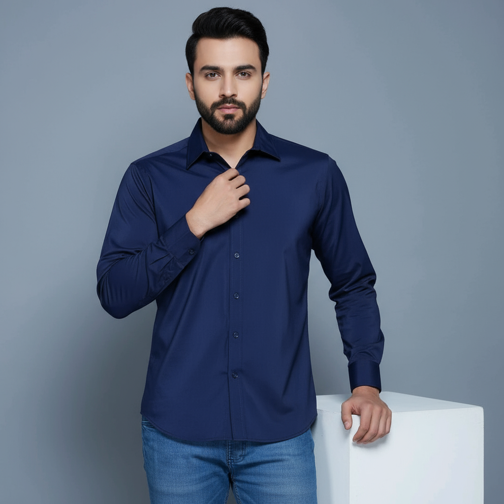 Camisa social lisa com elastano não amassa passa fácil Tamanho