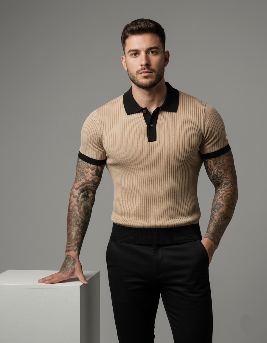 Camiseta tricot gola polo masculino